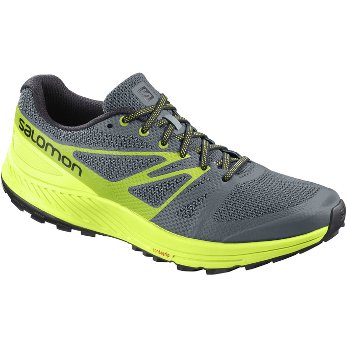 Salomon Singapore Mens Trail Running Shoes - SENSE ESE Grey/Yellow | 87536-PJKL